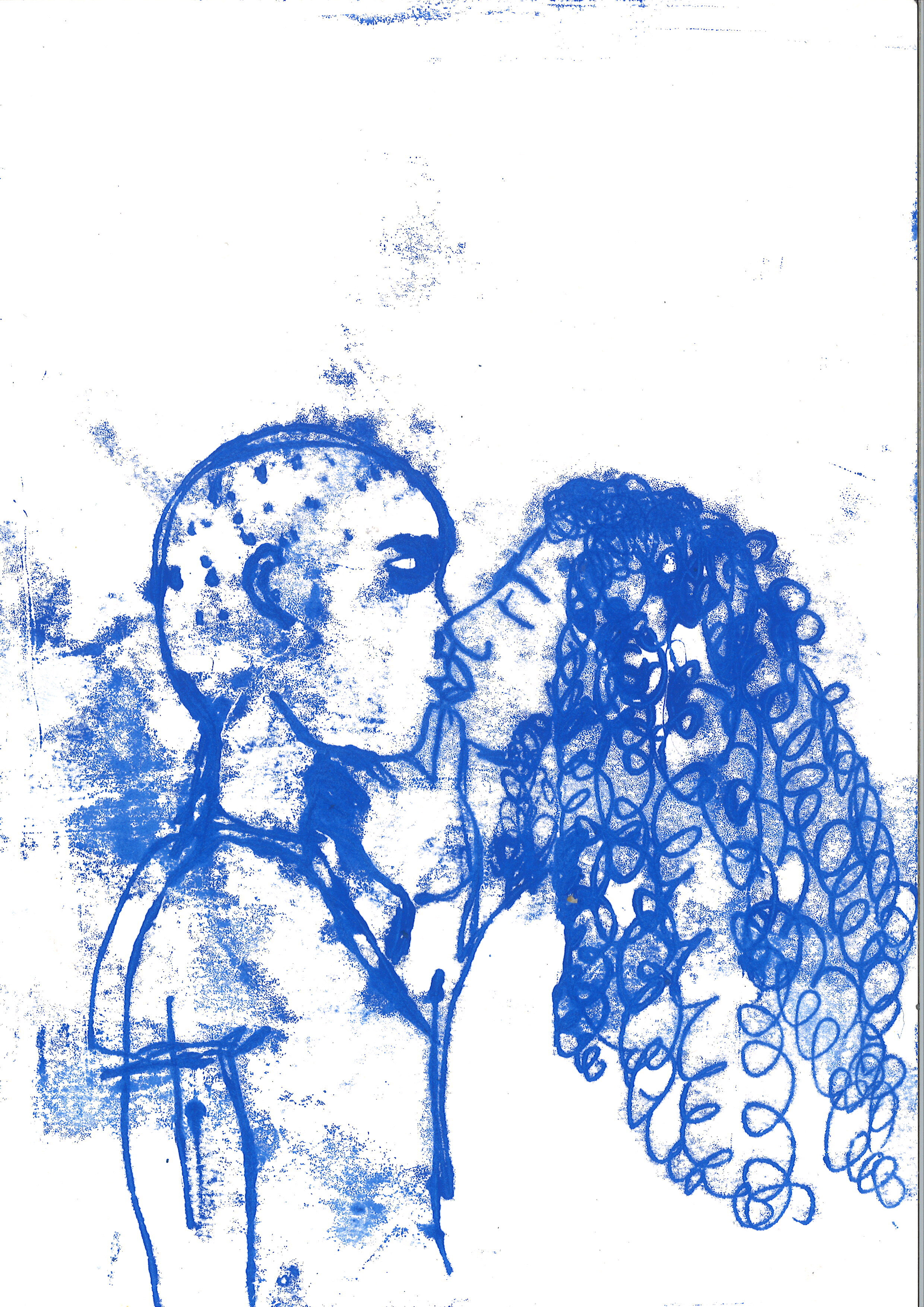 Sola Olulode, Blue Kiss Study # 8, A4 Mono Print