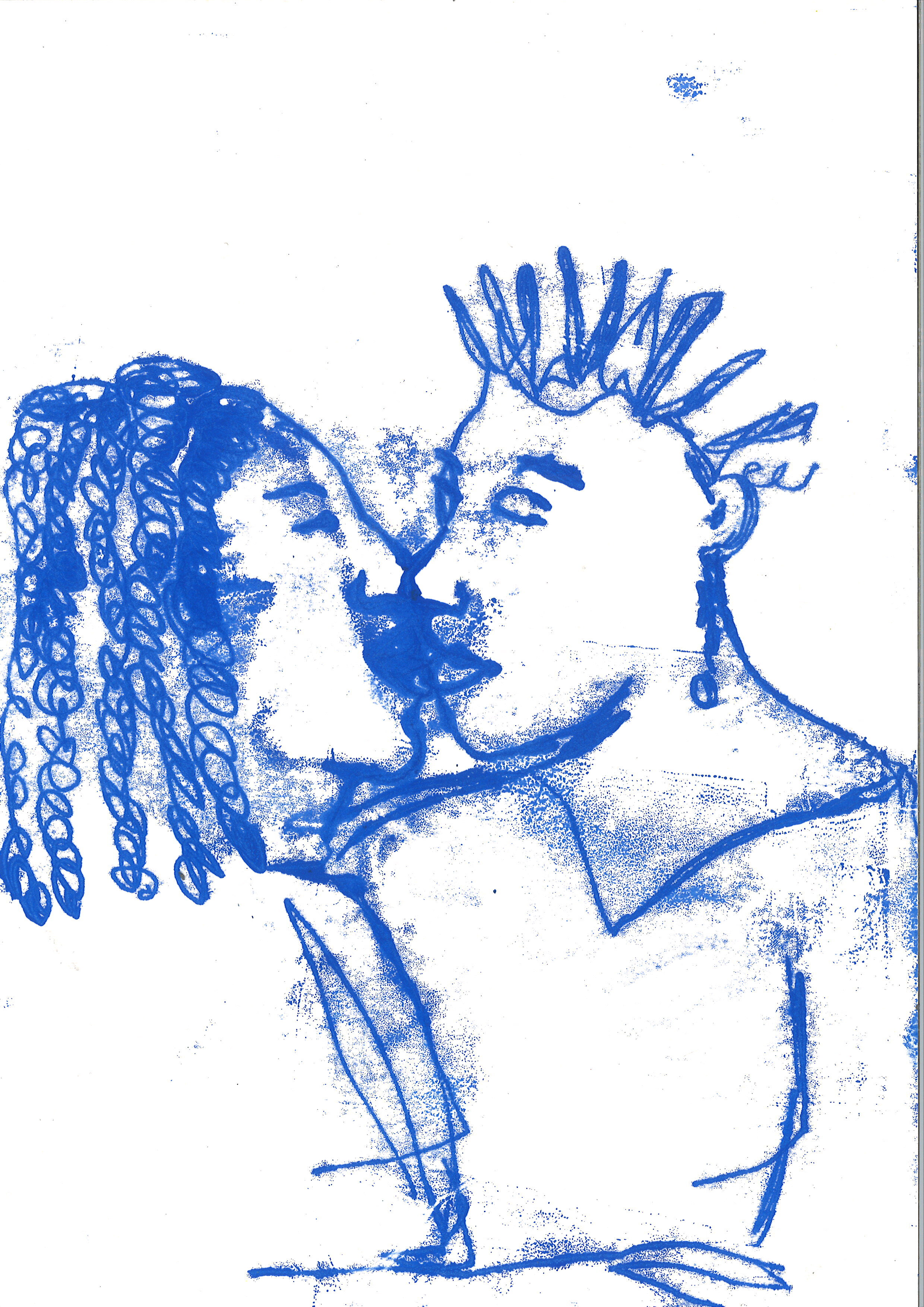 Sola Olulode, Blue Kiss Study # 2, A4 Mono Print