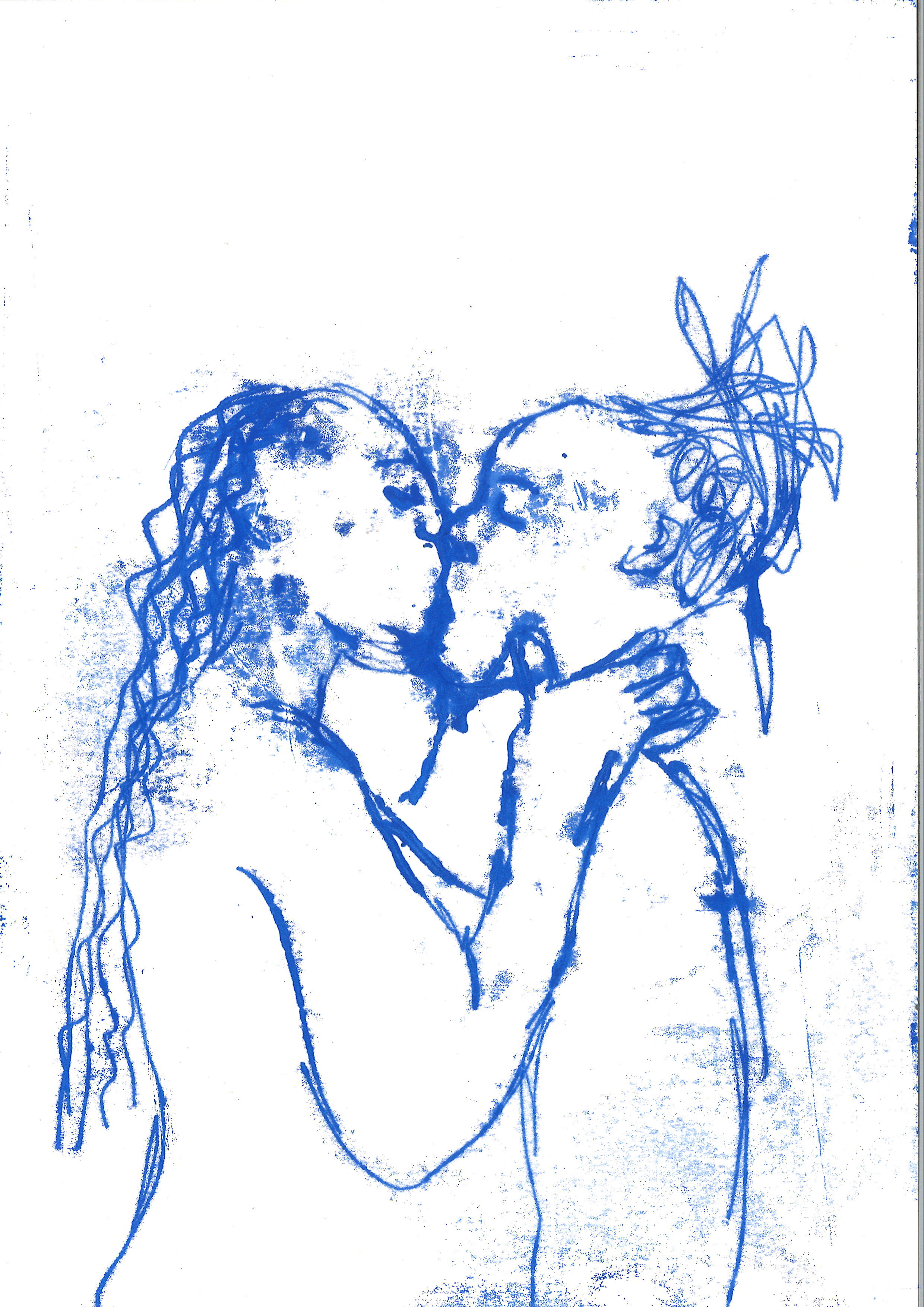 Sola Olulode, Blue Kiss Study # 4, A4 Mono Print