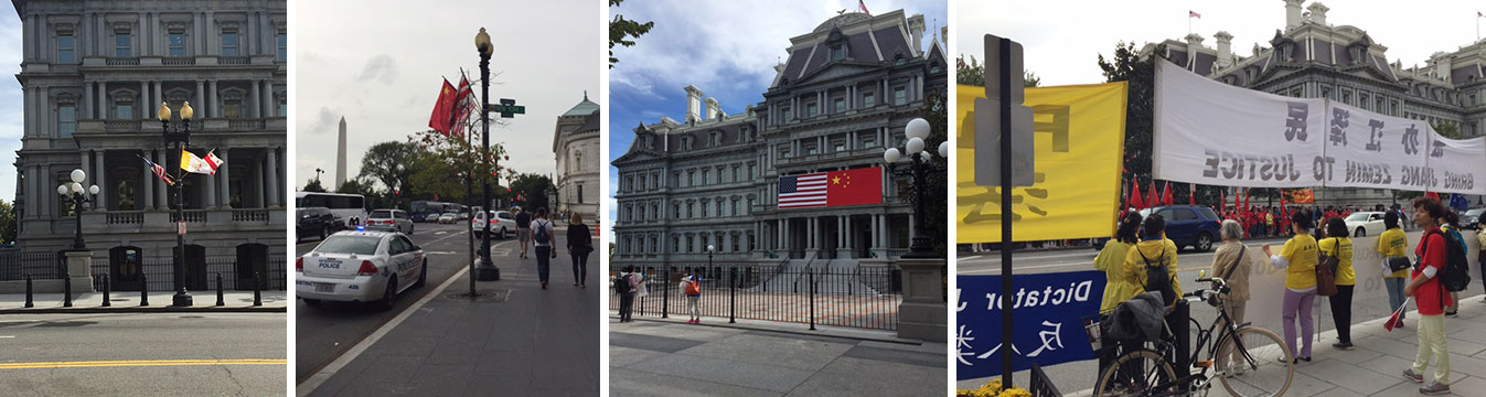 The yellow flags to welcome the Pope were replaced with red flags of china today. There was a face-off of dissidents and chinese supporters lining the street,