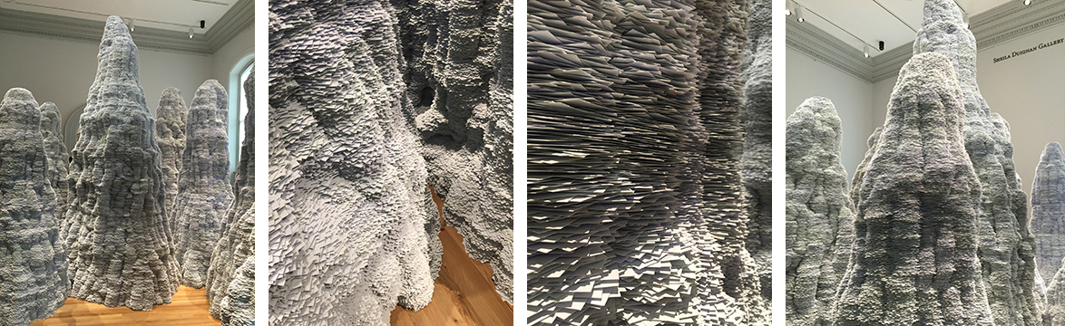 Tara Donovan’s intriguing landscape, ”Untitled”, is made of index cards!