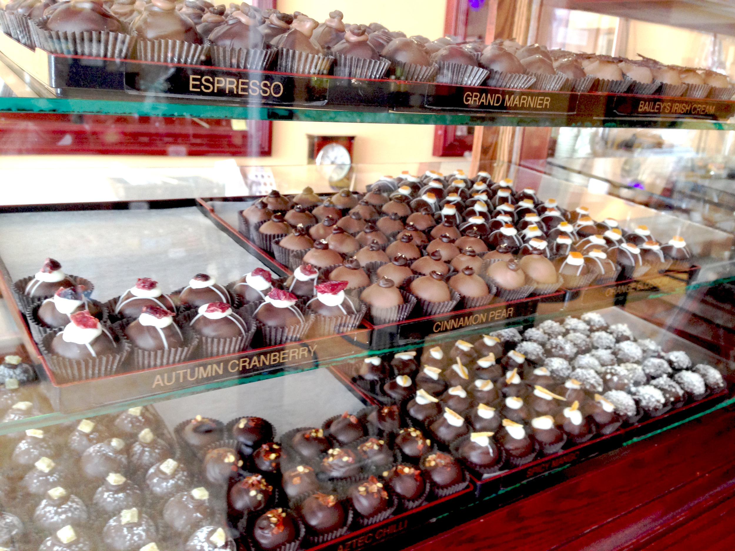 Truffles are made on-site with premium chocolate