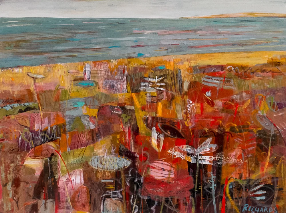 Lori Richards, Lakeside Ramble , acrylic on panel, 48" x 36"