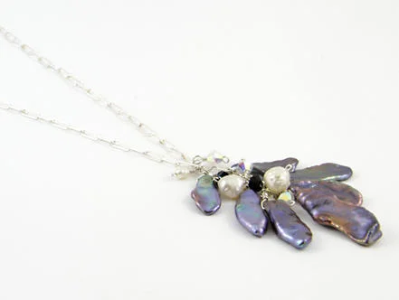 Valentina Necklace with Swarovski crystals and freshwater Keishi pearls by Brenda Wong of Lirical Jewellery