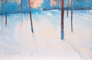evening , oil on panel, 6” x 4”