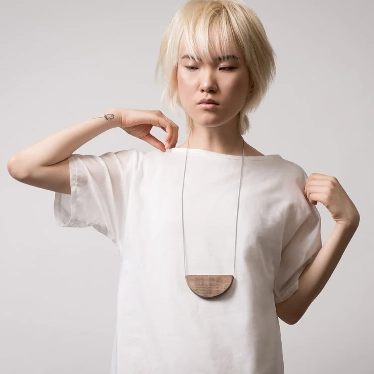 Louve MTL, HALFMOON, wood and sterling silver chain