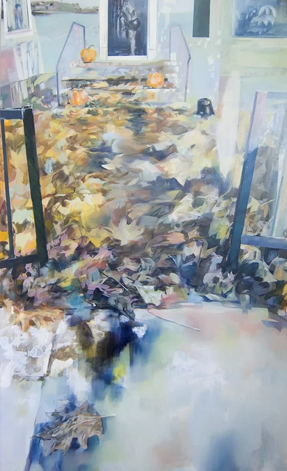 Elle Chae, Uninvited , oil and acrylic on canvas, 36" x 60"