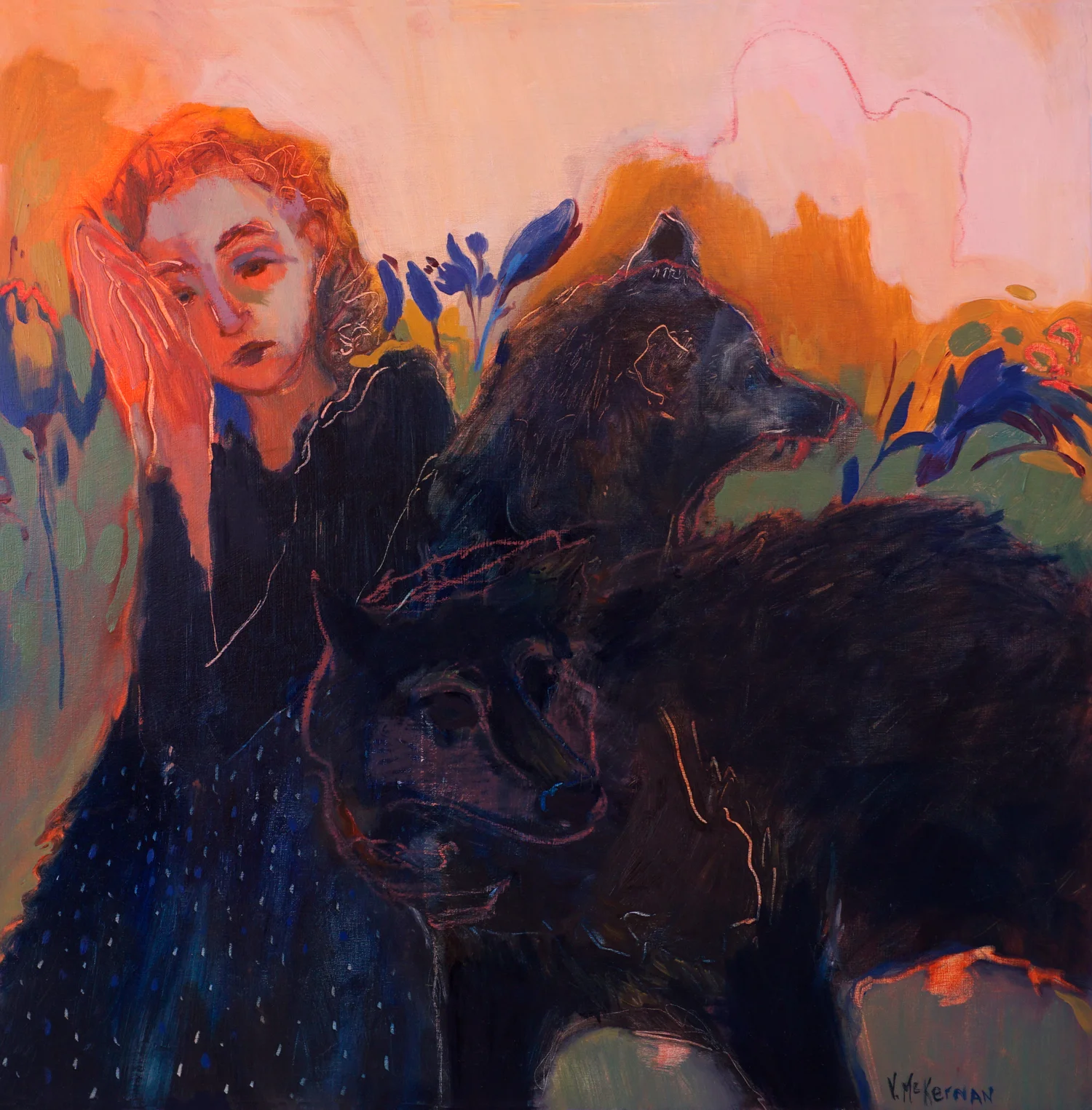 With Wolves Oil on panel 24 x 24 in. $1100