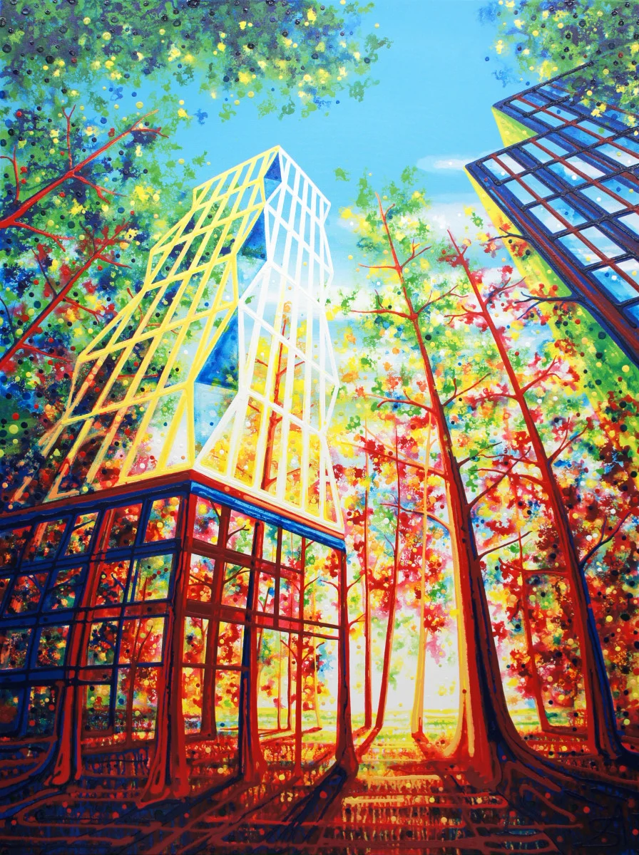 Urban Treehouse (New York + Kleinburg) , acrylic and enamel on canvas