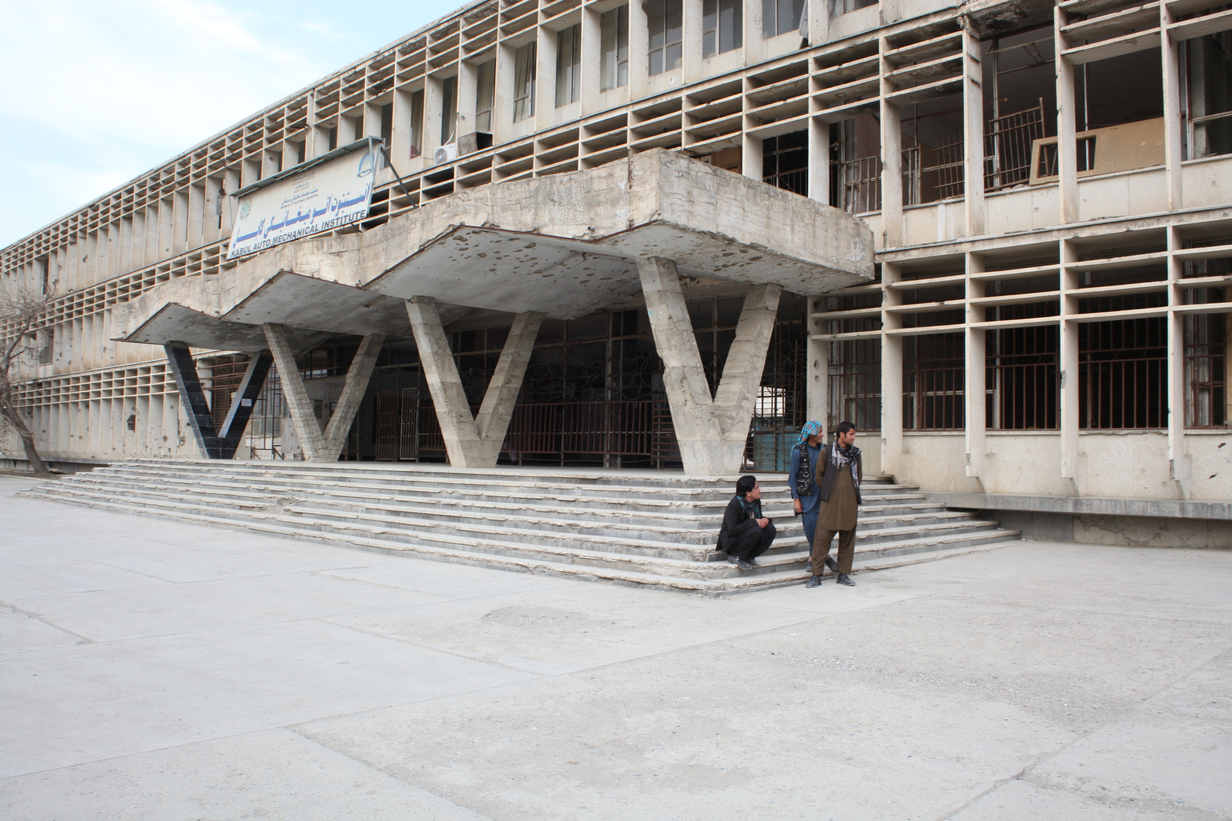   Another Soviet infrastructural project, the Polytechnic University in Kabul is still holding classes despite the fact that its campus was badly damaged when the Taliban took the city. Inside these walls students learn about welding, car repair, and