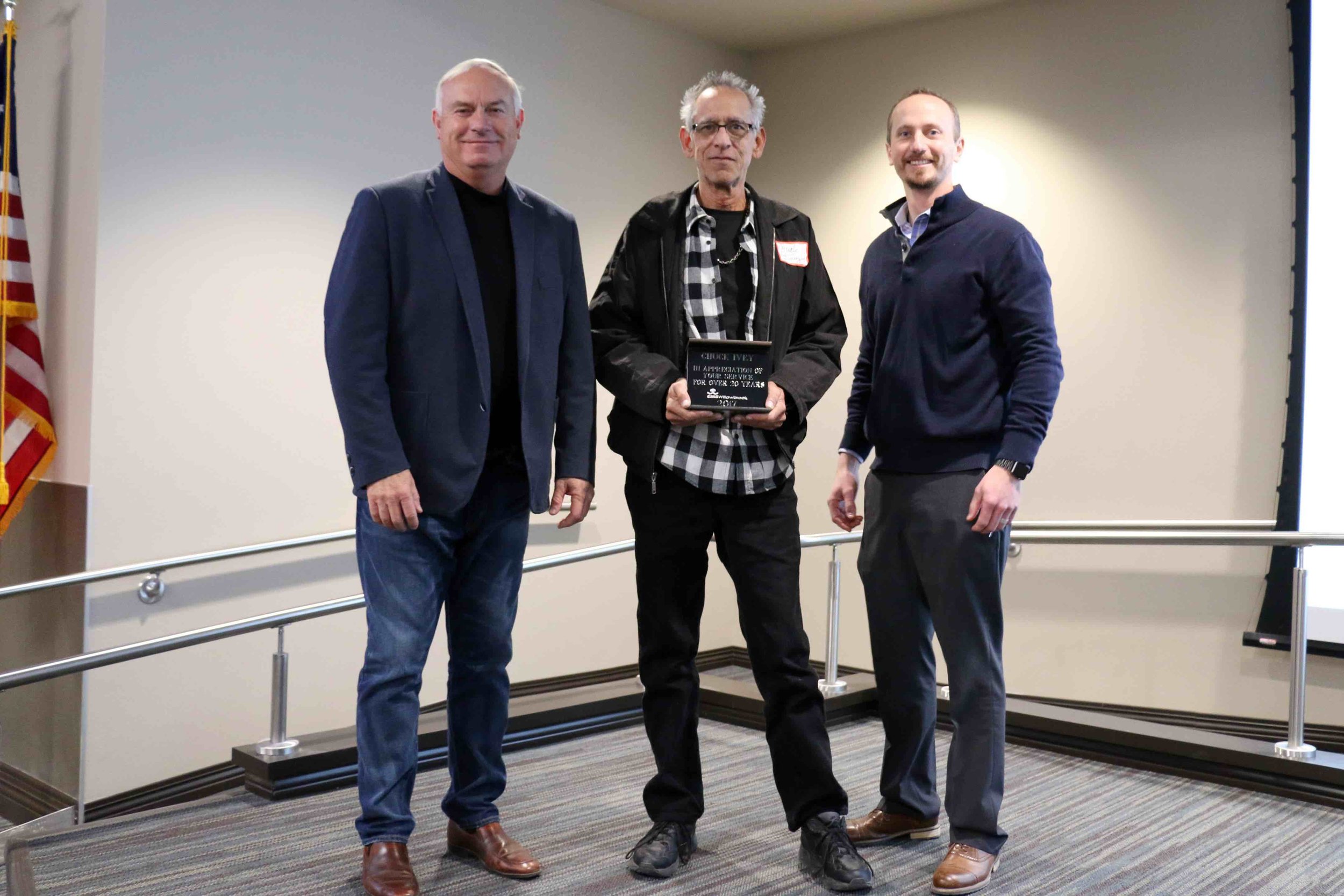 Over 20 Years of Service: Chuck Ivey. Not Pictured: Ron Jones, Jan Dunkin