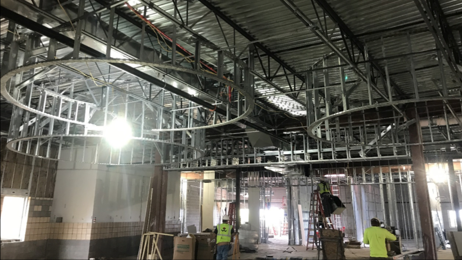 The CMSWillowbrook crew works on the second floor addition at Deer Creek Middle School.