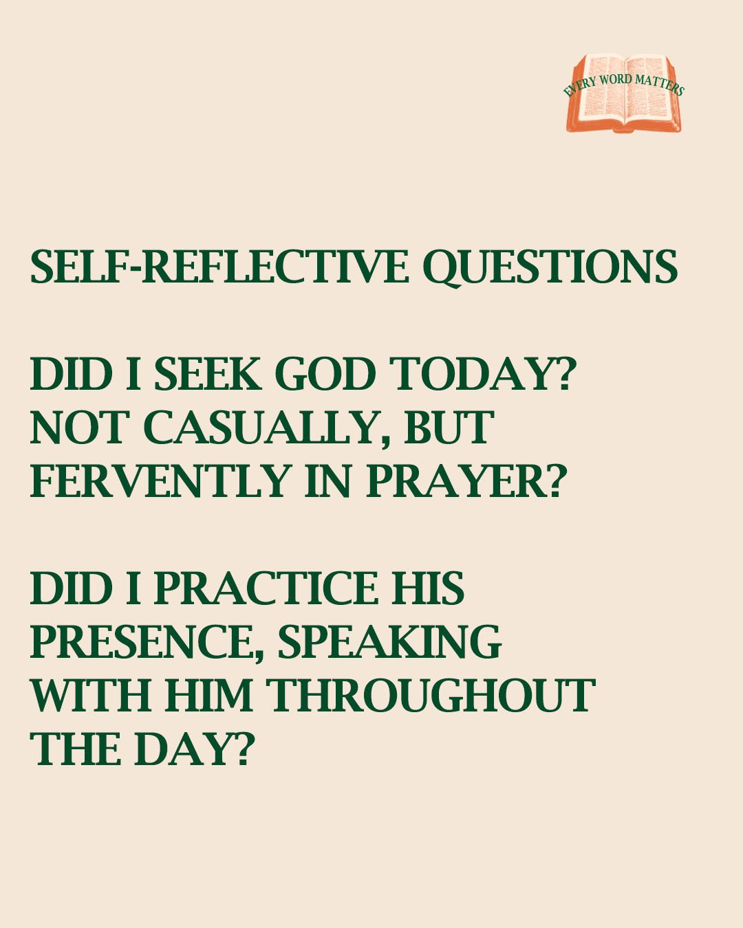 John Wesley and George Whitefield (Founders of the Methodist movement) would do a heart check at the end of the day by asking these self-reflective questions. We're taking 2 each day this week to think through.