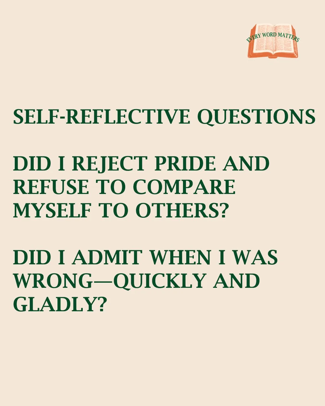 John Wesley and George Whitefield (Founders of the Methodist movement) would do a heart check at the end of the day by asking these self-reflective questions. We're taking 2 each day this week to think through.
