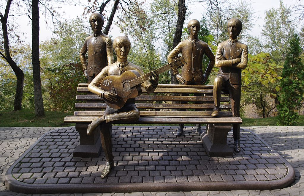 Oh, you know, just your typical statue of four lads from Liverpool in Almaty, Kazakhstan. Image credit: Wikimedia Commons .