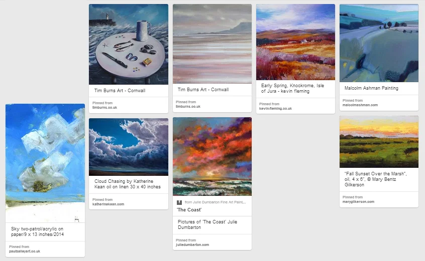 Click on the image above to find the Pinterest Board with links back to these artists websites. For a whole host of other inspiring art on Pinterest, click HERE
