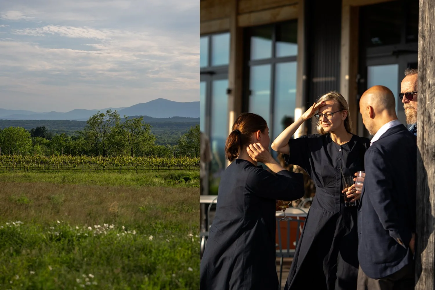 Views of the Catskill mountains. Abby Bangset, Lauren Cornell, and Glenn Adamson.