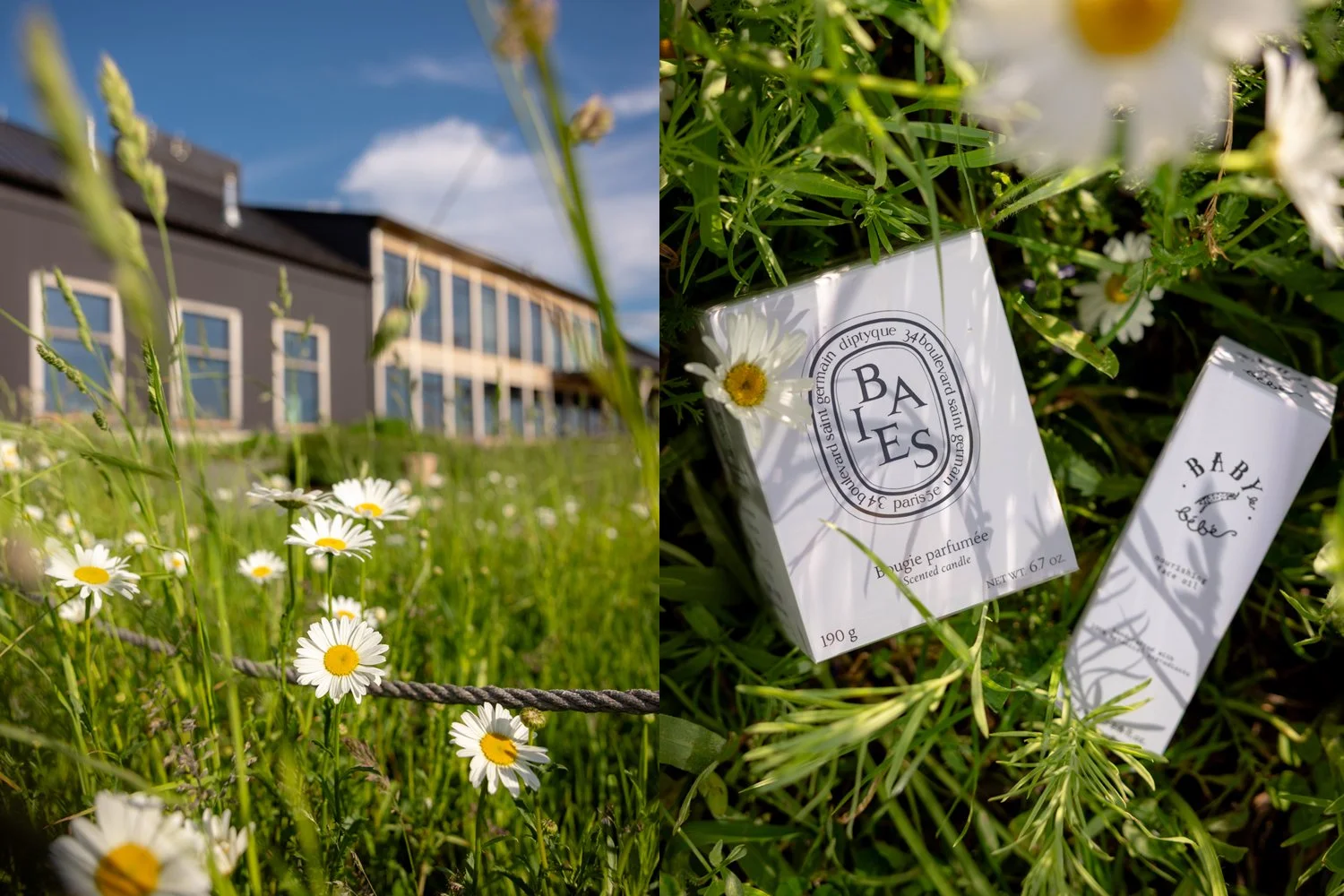 Klocke Estate in bloom. Our swag bag treats by Diptyque and Baby le Bébé.