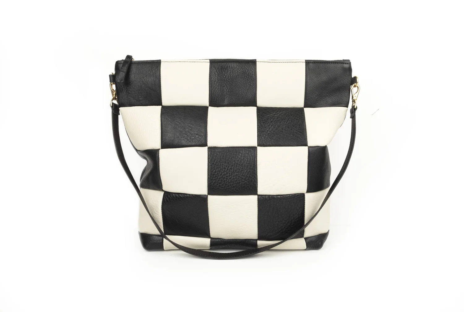 Primecut black checkered leather backpack PRIMECUT: CHECKERED LEATHER TOTE main image 3