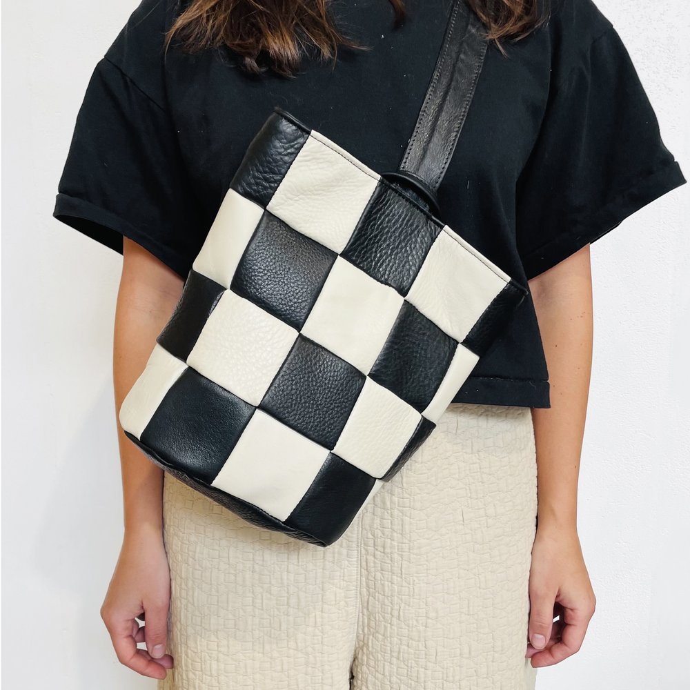 Black & Cream Checkered Sling Bag