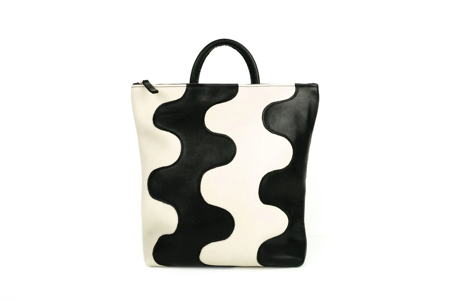 Primecut black checkered leather backpack PRIMECUT: CHECKERED LEATHER TOTE main image 2