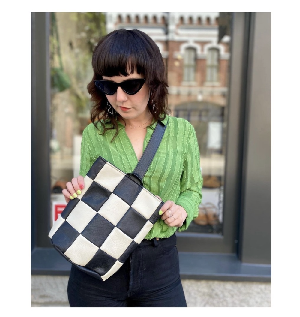 Black & Cream Checkered Sling Bag
