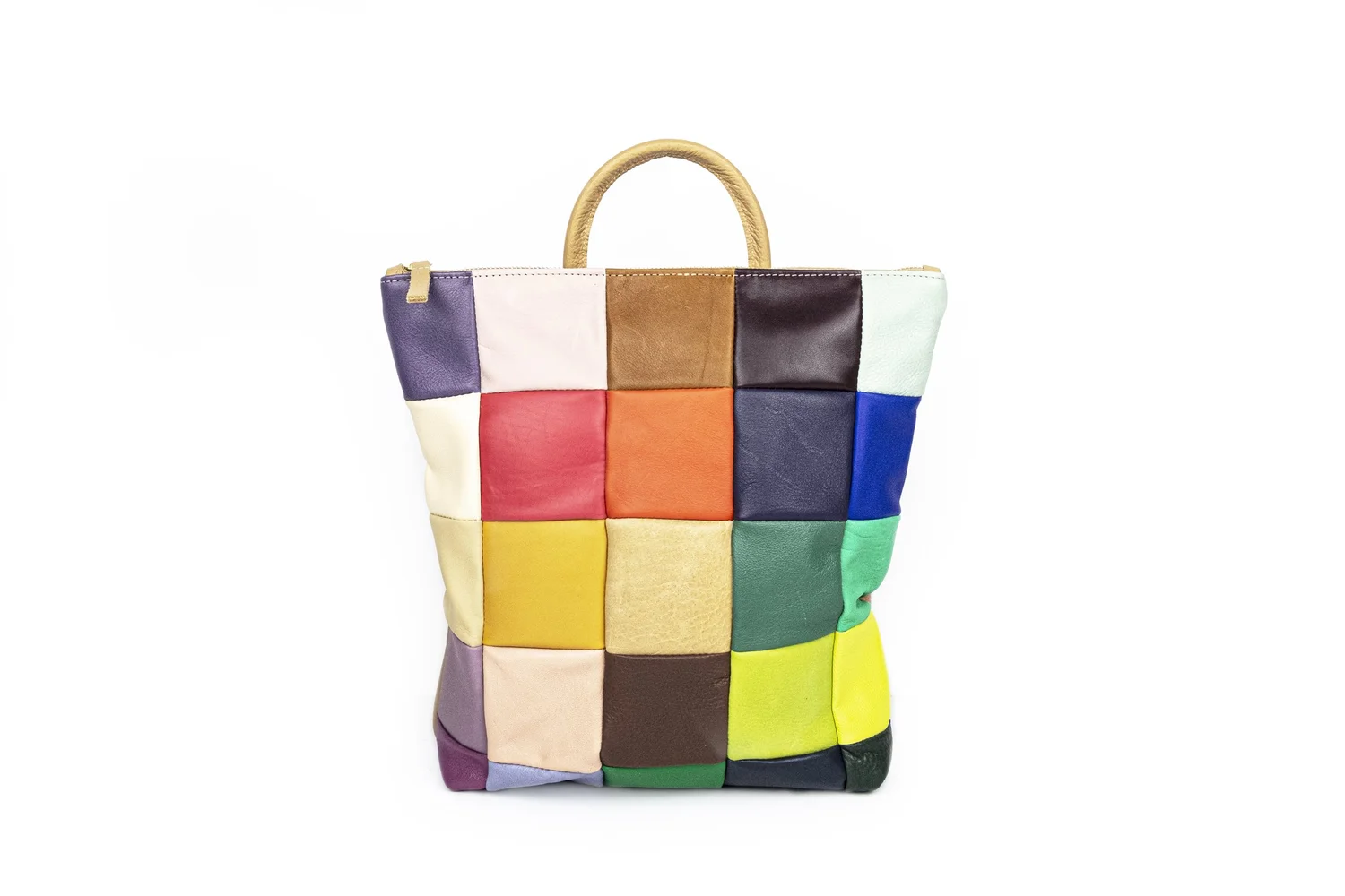 colorful leather backpack purse Cute Womens Purse, Interior zip pocket and two slide pockets Colorful Color-Blocked Leather Backpack Casual