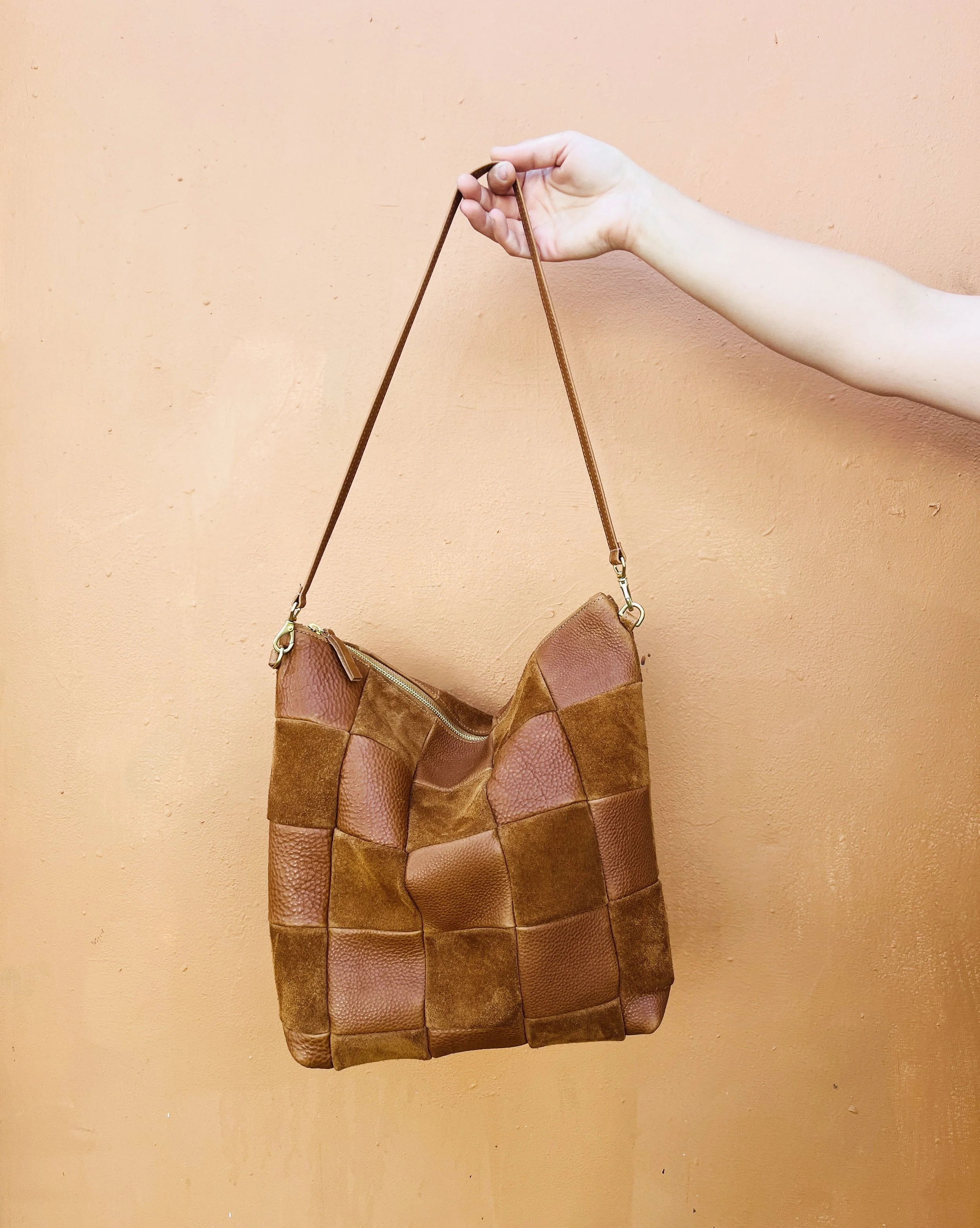 ★hai★ Bobbie Bag Brown Gingham PRIMECUT: COGNAC CHECKERED LEATHER HOBO