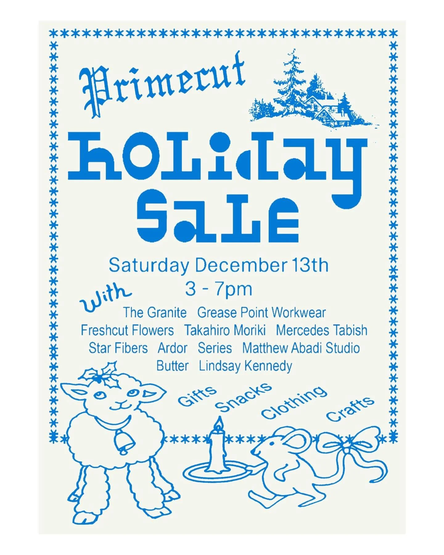❄️ TODAY IS THE DAY ❄️
Primecut Holiday Market 
3-7pm 
524 SE ASH

Not only do we have so many amazing vendors coming but we also have a great roundup for our annual raffle! All proceeds will be donated to the Oregon Food Bank! 

Also Sage sent me th