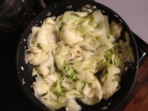 Super simple! Hot pan. Olive oil. Garlic. Saute for a minute, then drop the ribbons. Stir for up to ten minutes, adding salt and pepper, and lots of…