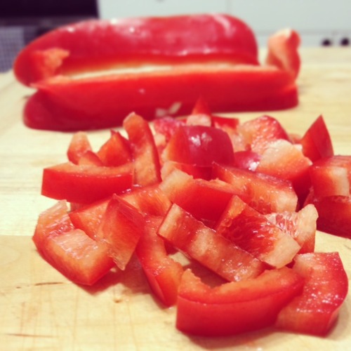 1/2 cup diced red peppers.