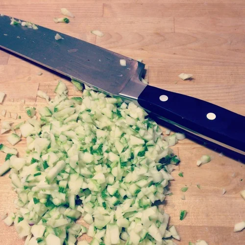 I had a leftover zucchini lying around so I chopped that up, too. 