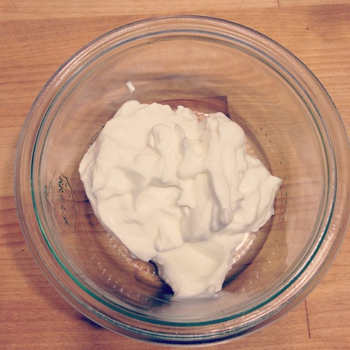  If you didn&rsquo;t already know, plain greek yogurt is a fantastic base for vegetarian sauce/dressing. I took 1/3 cup of it&hellip; 