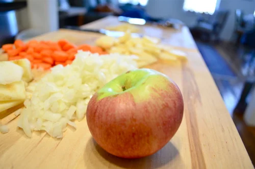 After that, I cut up an apple.