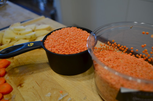  One cup of red lentils!  Apparently, when Esau was born, he was all red and covered with hair (eek!) and so his parents, Isaac and Rebekah, named him Esau. This was a word that sounded like their word for &ldquo;red.&rdquo; (You don&rsquo;t meet too