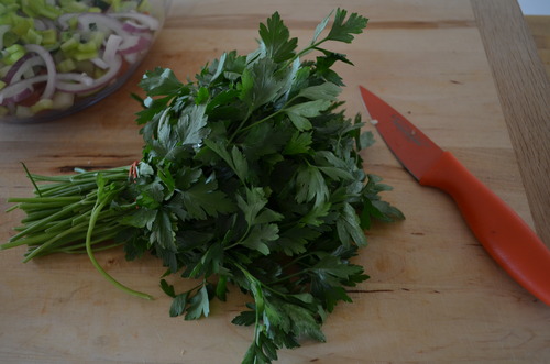  A cup of chopped parsley. 