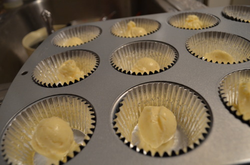 Divide evenly amongst muffin cups.