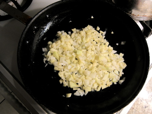 In a little olive oil, saute together until soft.