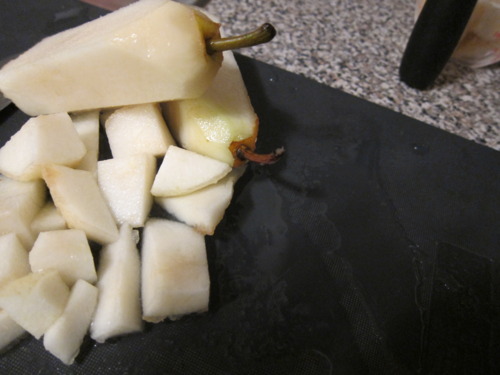 Chopped pears.