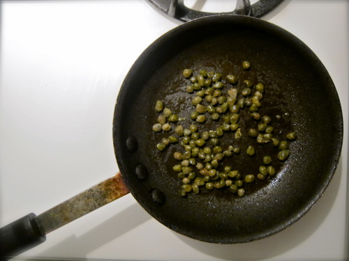 With a splash of olive oil until they turn brown and crinkly. Set aside.