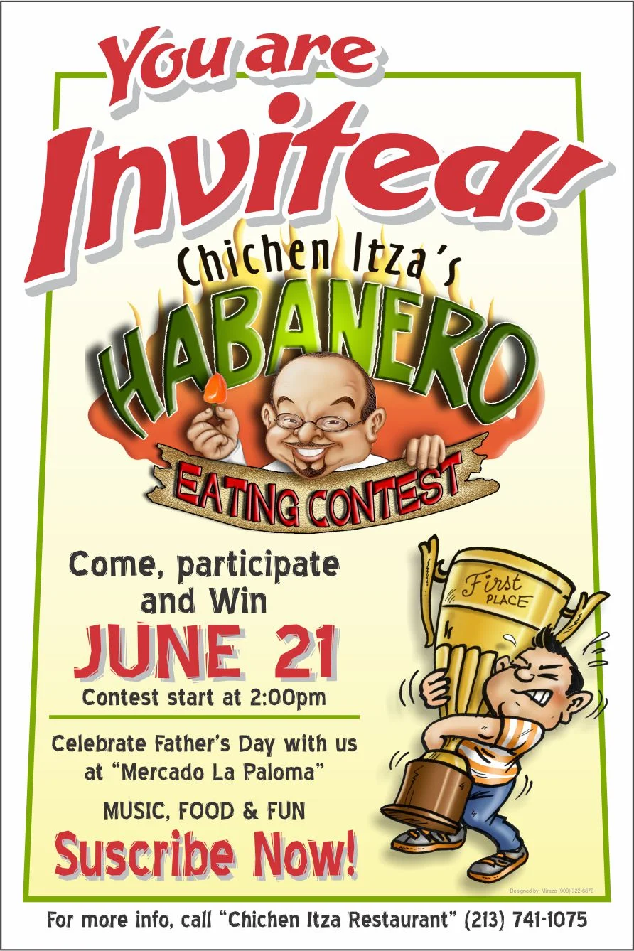 APARTA LA FECHA: #HABANERO #FATHERSDAY  5ª COMPETENCIA ANUAL DEL CHILE HABANERO. CHICHEN ITZÁ RESTAURANT