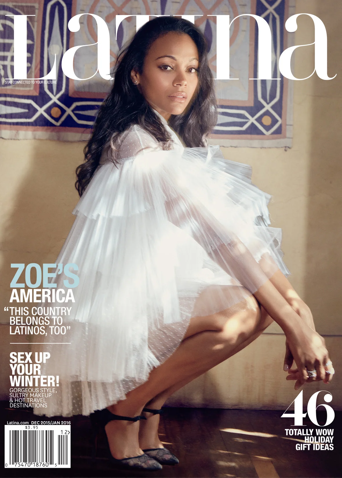 Dec-Jan Latina Magazine cover reveal with Zoe Saldana