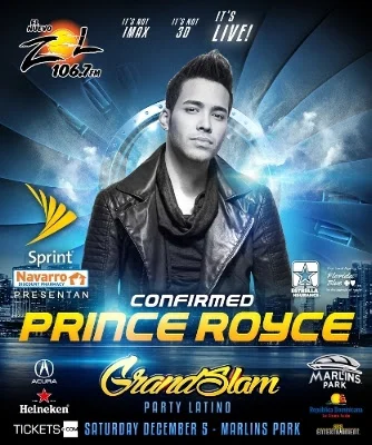 Prince Royce es el último artista en unirse a la cartelera estelar del "Grand Slam Party Latino" este 5 de diciembre en Marlins Park