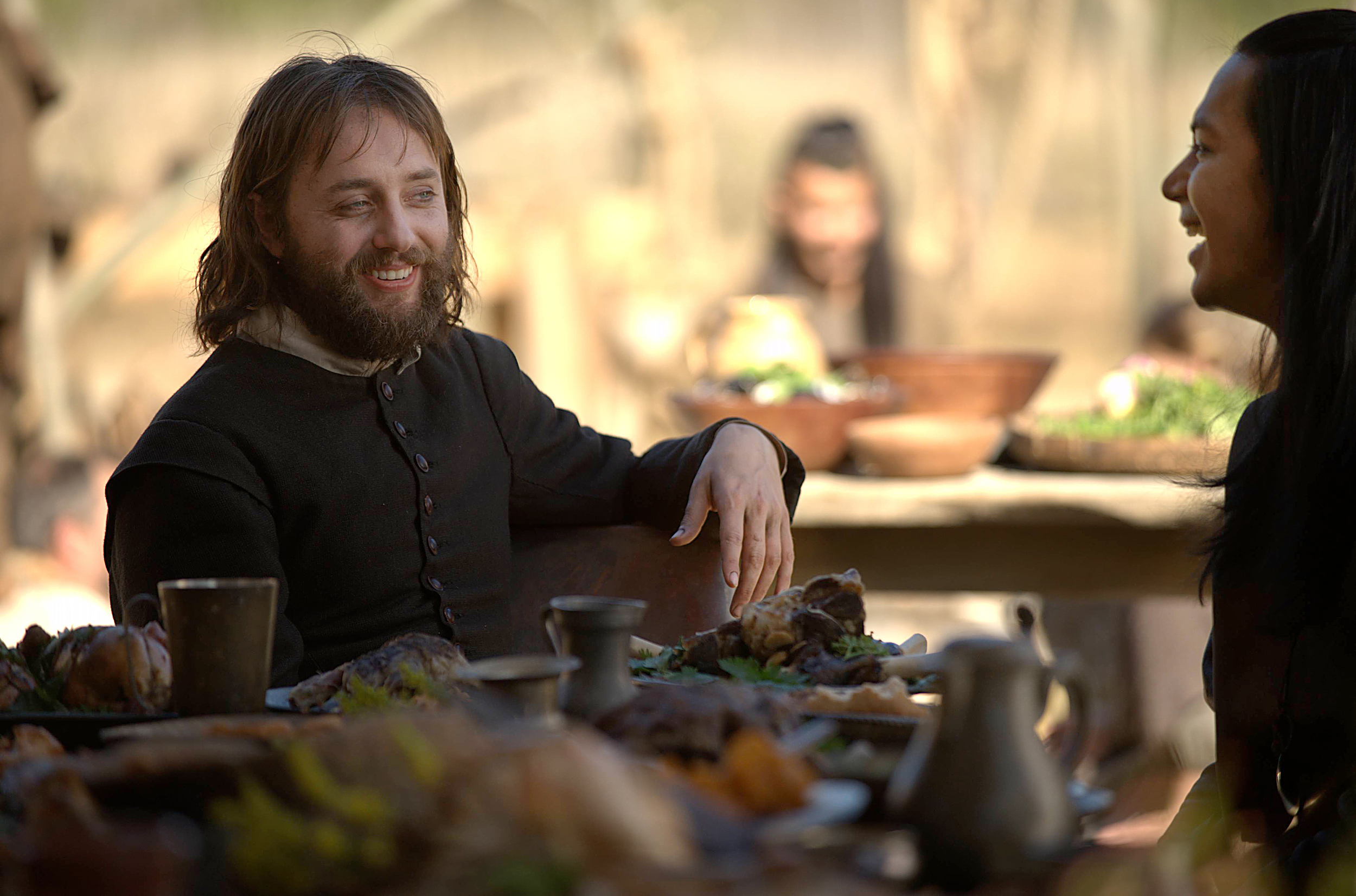 Vincent Kartheiser as William Bradford, left, in National Geographic Channel’s two-night movie event “Saints & Strangers,” premiering Nov. 22-23, 9/8c.
(photo credit: National Geographic Channels/David Bloomer)