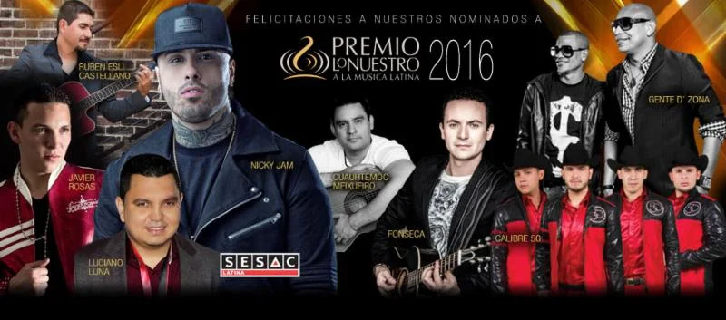 Nominados de SESAC Latina al Premio Lo Nuestro 2016