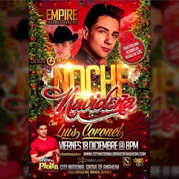 LUIS CORONEL anuncia concierto especial “Noche Navideña Con Luis Coronel” para sus fans