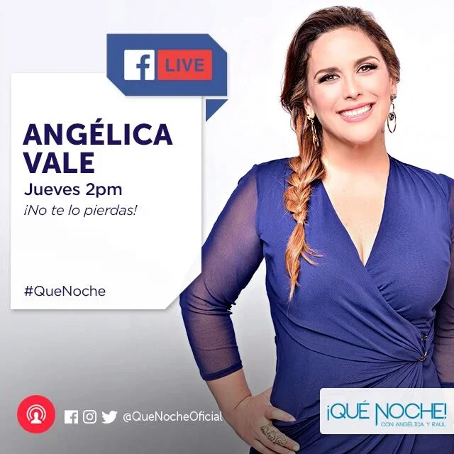  Este Jueves chat con #Angelicavale por la pagina oficial de Que Noche 2pm Miami, 11am Los Angeles!!!!