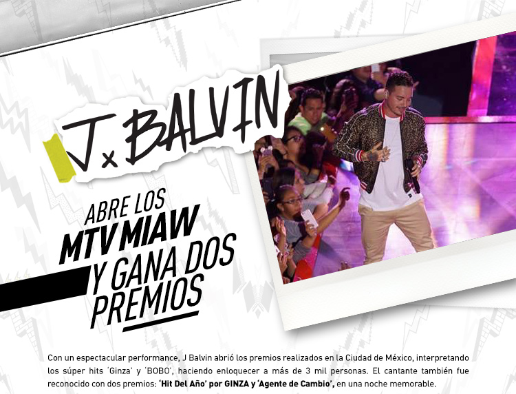 ¡J BALVIN RECIBE EL PREMIO 'HIT DEL AÑO' EN LOS MTV MIAW!