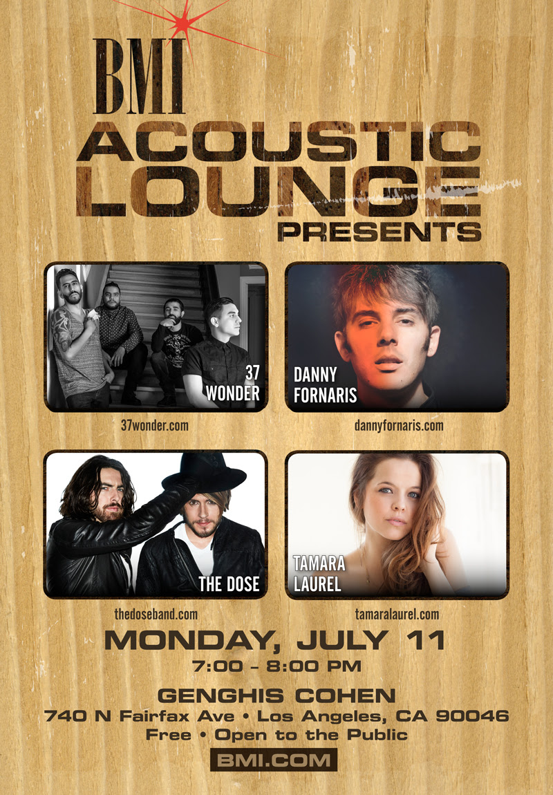 Event Reminder: BMI's Acoustic Lounge in Los Angeles next Monday 7.11.16! 