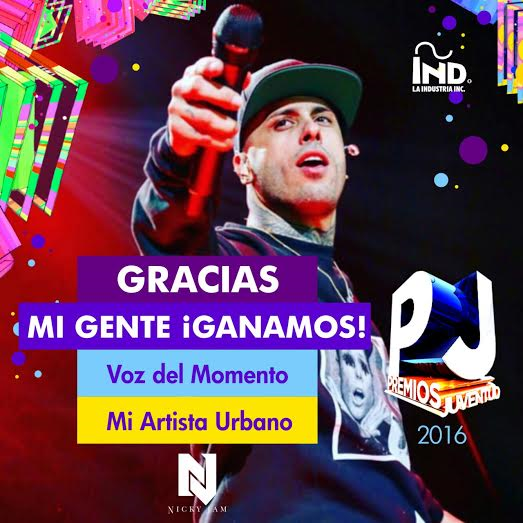 NICKY JAM GANA 2 ESTATUILLAS EN PREMIOS JUVENTUD 2016